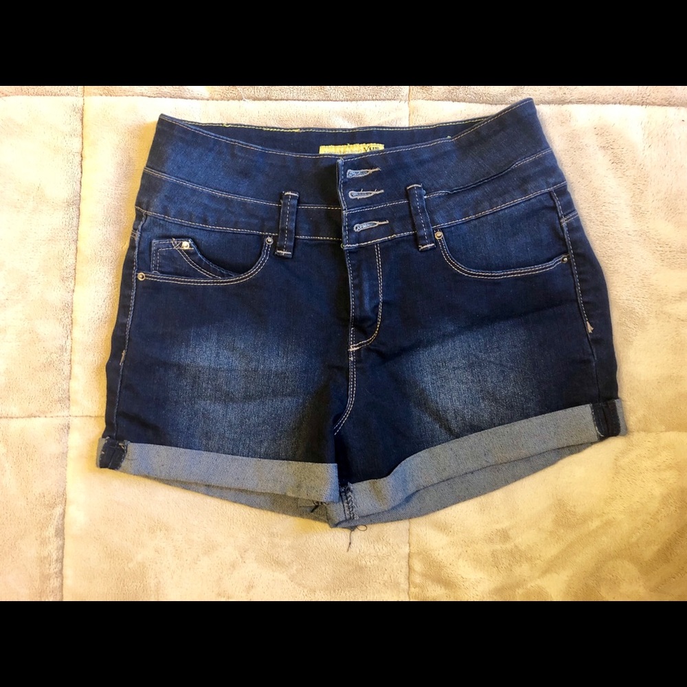 High Waisted Dark Wash Shorts